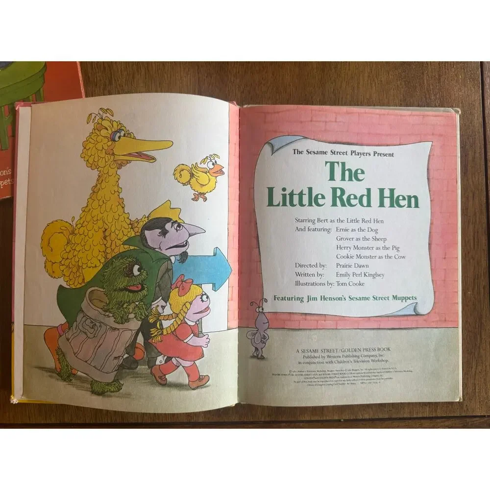 Vintage Sesame Street Book Lot Grover Little Red Hen Golden Press 1980 1981